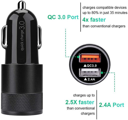 Fast Car Charger, Quick Charging 5.4A/30W Phone USB Adapter Rapid Plug